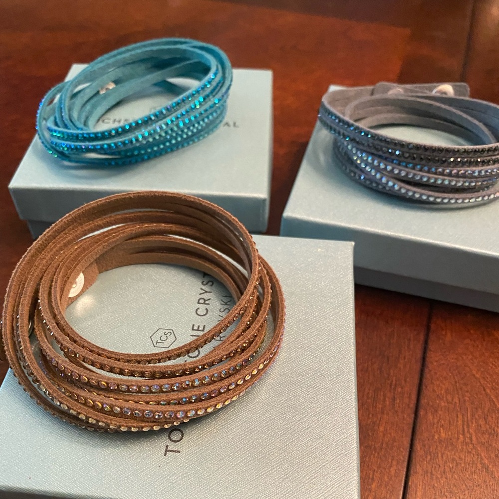 3 Touchstone crystal wrap bracelets - new